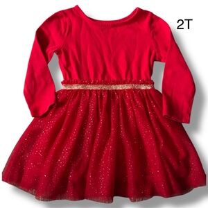 Cat and Jack red sparkle tulle dress size 2T